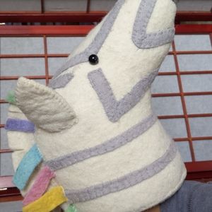 Zebra head felt wall mount